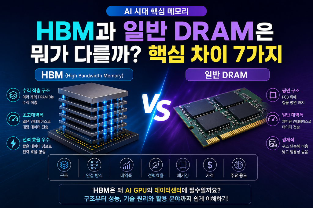 HBM과 일반 DRAM 차이 및 HBM 적층 구조