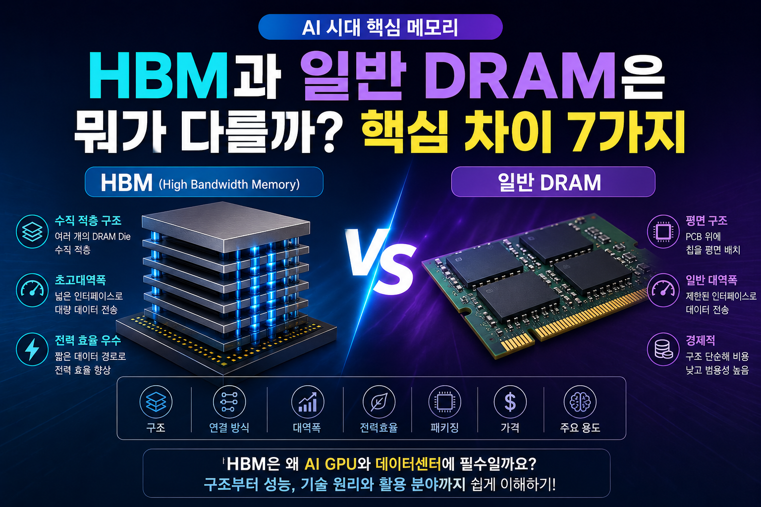 HBM과 일반 DRAM 차이 썸네일
